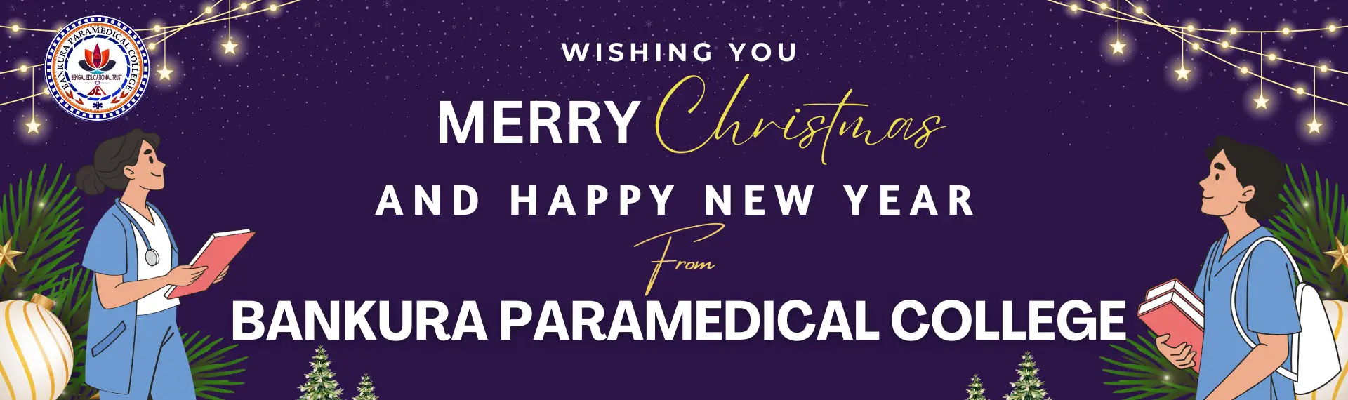 Bankura Paramedical College Christmas & Happy New Year Website Hero Section